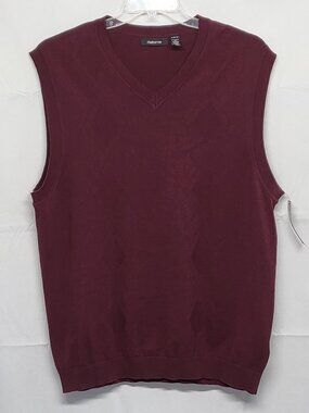 Claiborne Mens Sweater Vest Argyle XL Knit Cotton V Neck Preppy Academia NWT